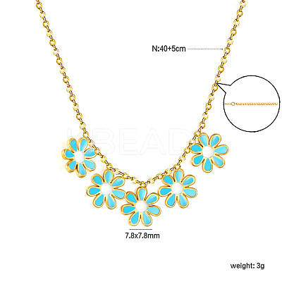 304 Stainless Steel Enamel Flower Bib Necklaces FS-WG58DA2-03-1