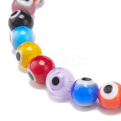 9Pcs 9 Color Handmade Evil Eye Lampwork Round Beaded Stretch Bracelets Set for Children BJEW-JB08899-1