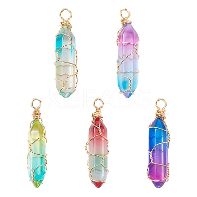 10Pcs 5 Colors Glass Pendants FIND-CJ0001-64-1