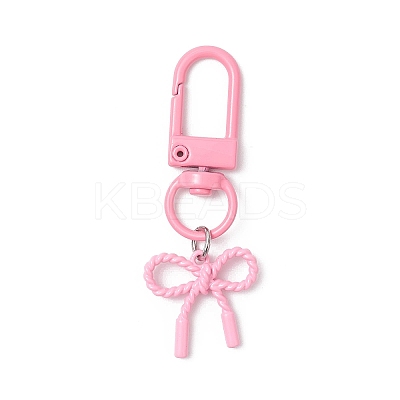 6Pcs Spray Plating Alloy Bowknot Pendant Decorations HJEW-JM04239-1