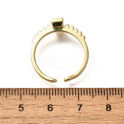 Rectangle Brass Glass Cuff Rings for Women RJEW-G340-01G-1