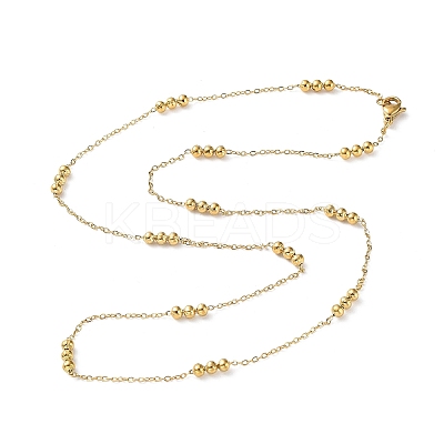 304 Stainless Steel Round Beaded Link Chain Necklaces for Women LS-NJEW-D058-02G-1