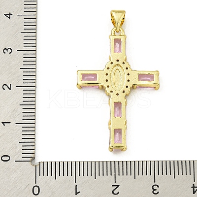 Rack Plating Brass Pave Cubic Zirconia Pendants KK-U029-01G-03-1