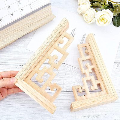 Natural Solid Wood Carved Onlay Applique Craft WOOD-FH0001-38-1
