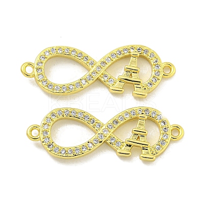 Rack Plating Brass Micro Pave Clear Cubic Zirconia Infinity with Tower Links KK-B091-48G-01-1
