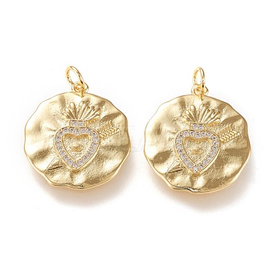 Brass Micro Pave Clear Cubic Zirconia Pendants ZIRC-K086-20G-1
