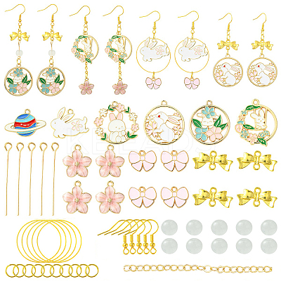 DIY Alloy Enamel Rabbit Earring Jewelry Making Kits DIY-YW0010-72-1