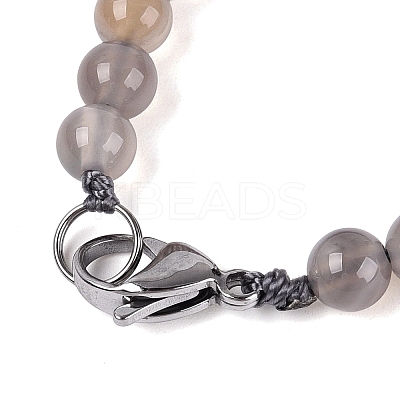 Natural Grey Agate Round & Cone Beaded Necklaces NJEW-N064-03C-1