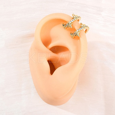 Brass Micro Pave Clear Cubic Zirconia Cuff Earrings LS-EJEW-D328-02G-03-1