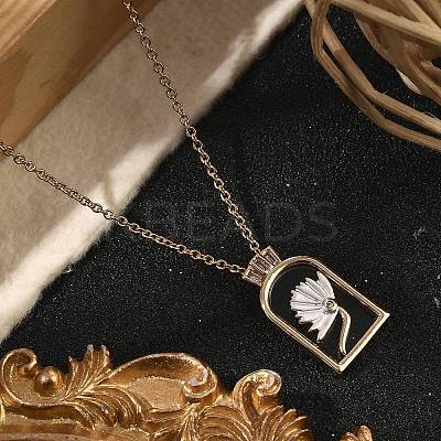 Arch with Flower Brass Enamel Pendant Necklaces LS-NJEW-H051-06G-1