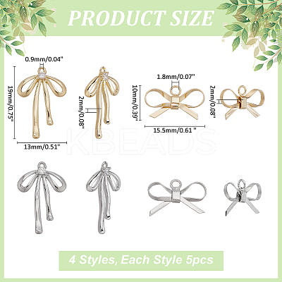 20Pcs 4 Styles Brass Pendants KK-ME0001-43-1