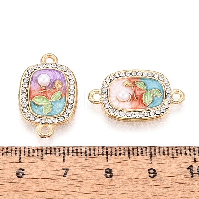 Alloy Crystal Rhinestone and ABS Imitation Pearl Connector Charms PALLOY-T092-08G-1