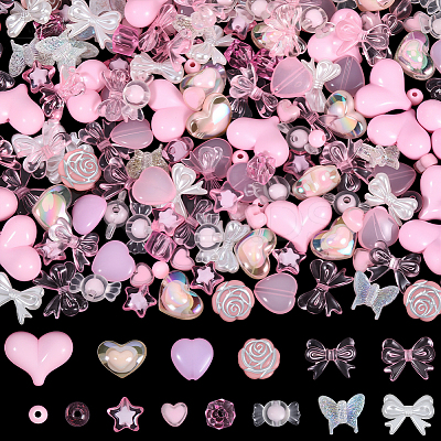250Pcs 14 Styles Transparent Acrylic Beads TACR-PA0001-14-1