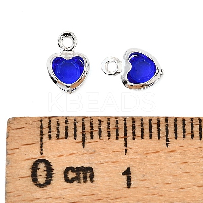 Heart Brass Glass Charms KK-S385-01S-05-1