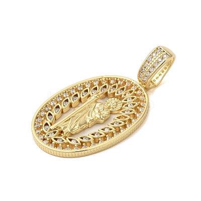 Rack Plating Brass Micro Pave Clear Cubic Zirconia Pendants KK-C067-09G-02-1
