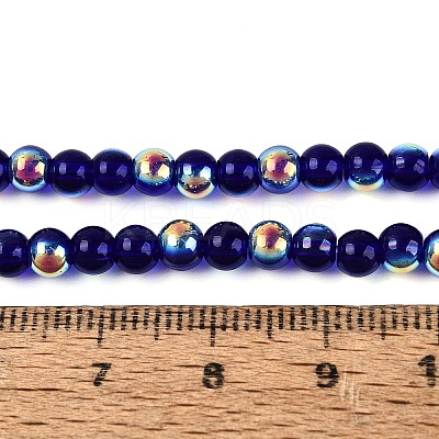 Electroplate Transparent Glass Beads Strands EGLA-Q132-4MM-A15-1