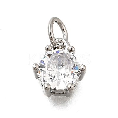 Brass Pave Cubic Zirconia Pendants KK-V002-23P-01-1