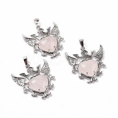 Natural Rose Quartz Pendants G-P496-04P-15-1