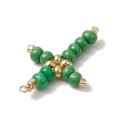 Glass Seed Beads Pendants PALLOY-MZ00378-1