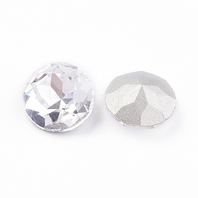 Pointed Back & Back Plated Glass Rhinestone Cabochons RGLA-J012-8mm-001-1