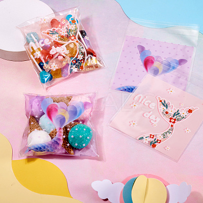 100Pcs 2 Colors Square Plastic Cellophane Self Seal Bags ABAG-TA0001-32-1
