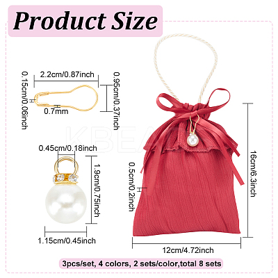 8 Sets 4 Colors Satin Jewelry Drawstring Gift Bags ABAG-BC0001-40-1
