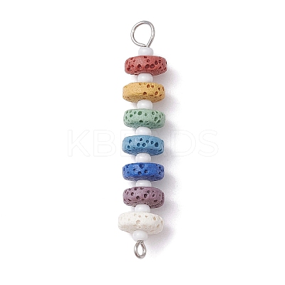 10Pcs Dyed Natural Lava Rock Connector Charms PALLOY-JF02546-03S-1