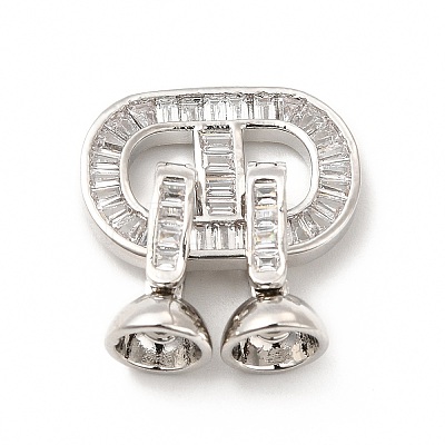 Rack Plating Brass Pave Clear Cubic Zirconia Fold Over Clasps KK-G458-04P-1
