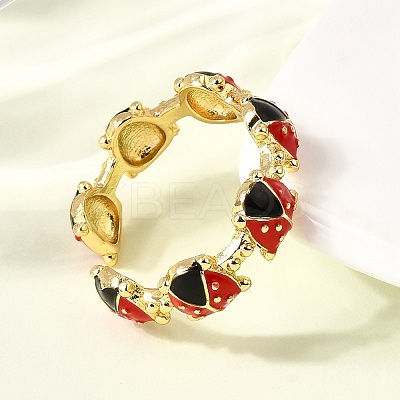 Brass Enamel Adjustable Open Cuff Rings for Women RJEW-I111-01G-08-1