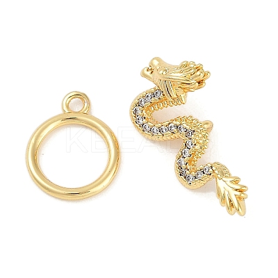 Brass Micro Pave Clear Cubic Zirconia Toggle Clasps KK-K391-06G-1