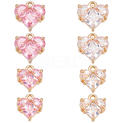 8Pcs 4 Styles Brass Charms KK-WR0001-60-1