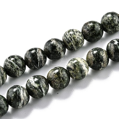 Natural Green Zebra Jasper Beads Strands G-O199-05A-1