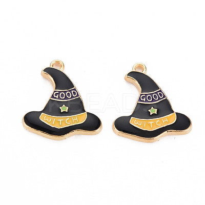 Light Gold Alloy Enamel Pendants ENAM-S126-122-1