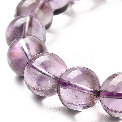 Natural Amethyst Round Beaded Stretch Bracelet BJEW-B071-01B-1