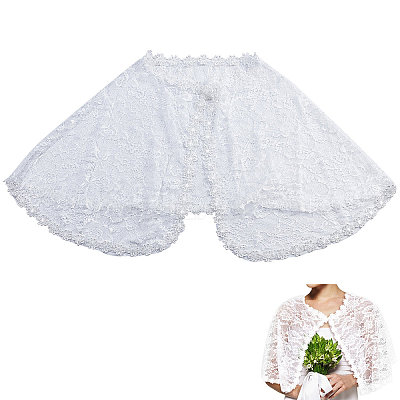 Detachable Polyester Bridal Lace Shawls AJEW-WH0248-14B-1