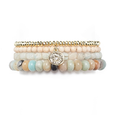 4Pcs 4 Style Natural & Synthetic Mixed Gemstone Stretch Bracelets Set BJEW-JB09003-1