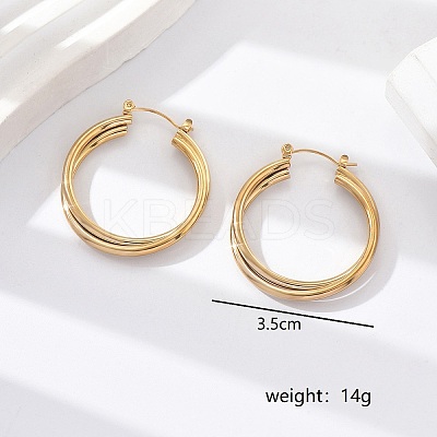 Fashionable Layered Circle 201 Stainless Steel Hoop Earrings ZB6353-3-1