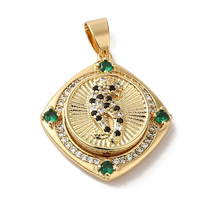 Brass Micro Pave Cubic Zirconia Pendants KK-R162-086A-G-1