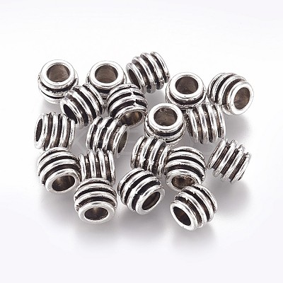 Tibetan Silver Alloy Barrel Large Hole European Beads LFH10203Y-NF-1