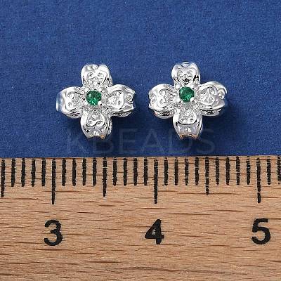 Brass Micro Pave Lime Green Cubic Zirconia Beads KK-P256-11S-1