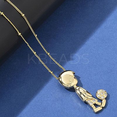 Brass Micro Pave Clear Cubic Zirconia Pendant Necklaces LS-NJEW-M084-01G-01-1