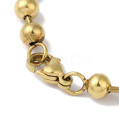 IP Plating(IP) 304 Stainless Steel Beads Ball Chain Bracelets for Women BJEW-B092-02A-G-1
