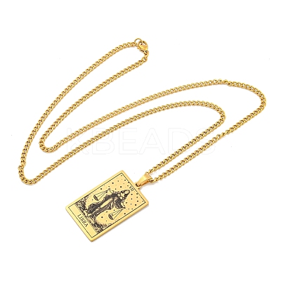 304 Stainless Steel Tarot Pendant Necklaces NJEW-A026-01G-07-1