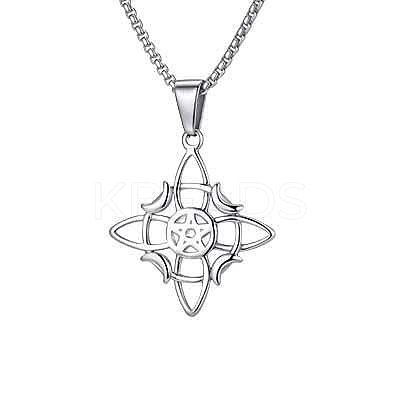 Vintage 304 Stainless Steel Witch Knot Pendant Necklaces WGBCAF0-01-1