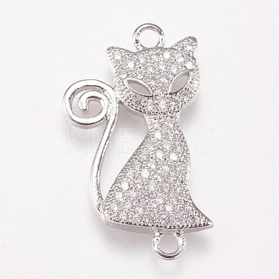 Brass Micro Pave Cubic Alloy Kitten Links Connectors ZIRC-A009-43P-1