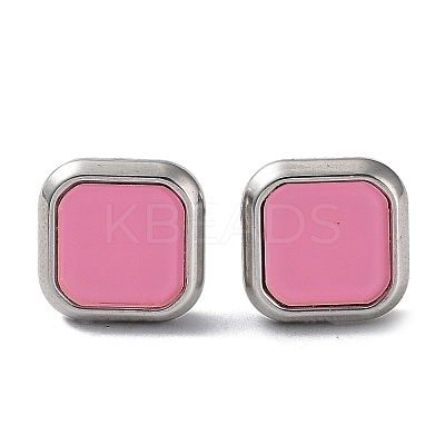 6 Pair 2 Color Square Acrylic Stud Earrings EJEW-A024-03A-1