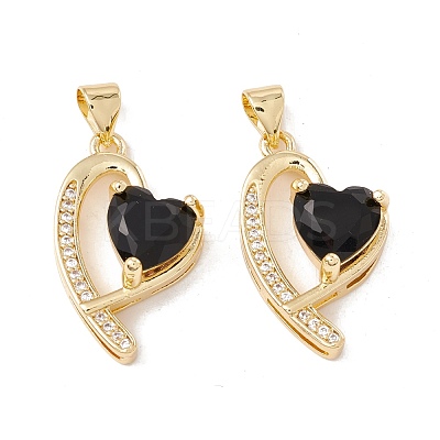 Brass Micro Pave Black Cubic Zirconia Pendants KK-G415-32G-1