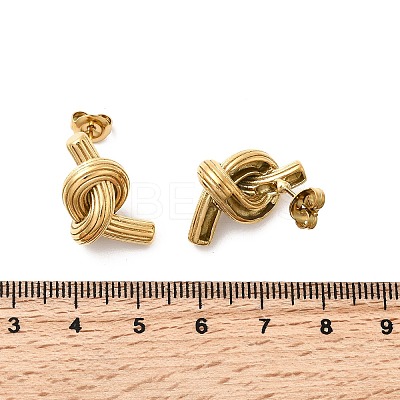 304 Stainless Steel Knot Stud Earrings EJEW-K268-45G-1