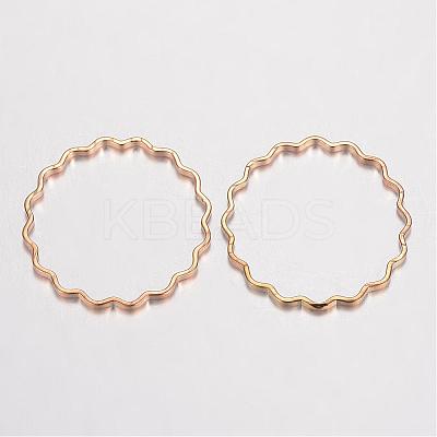 Brass Linking Wavy Rings KK-D522-13G-1