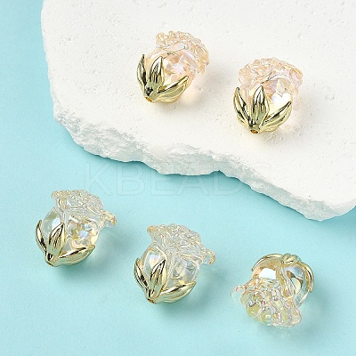 5Pcs UV Plating Transparent Acrylic Beads MACR-YW0004-28C-1